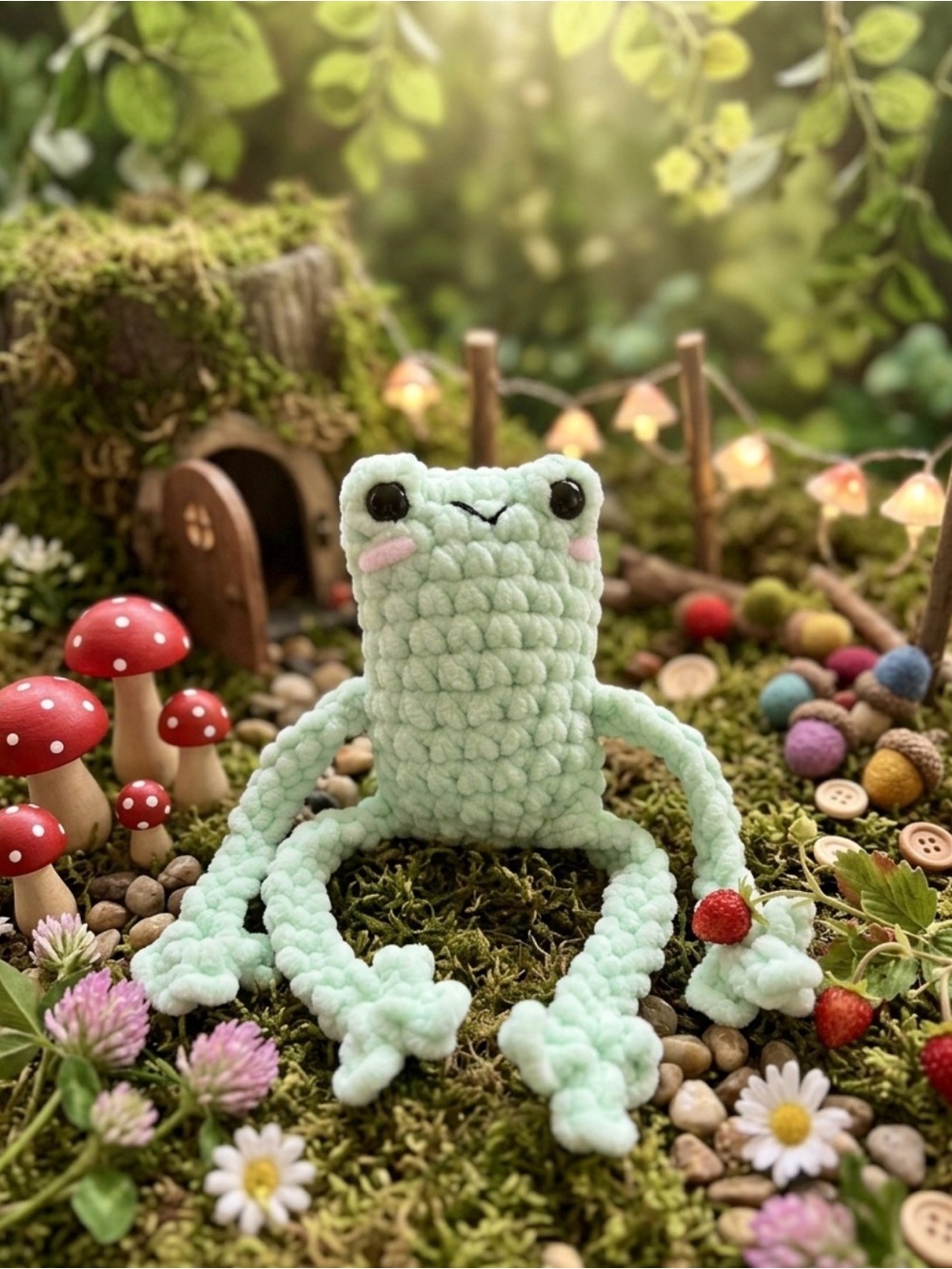 Adorable 🐸 Handmade Plush Crochet Frog 🐸 - Mint Green Super Soft Blanket Yarn